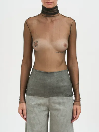 Cortana Silk Tulle Cisne Top In Brown