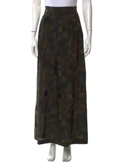 Pre-owned Cortana Silk Wide Leg Pants In Green