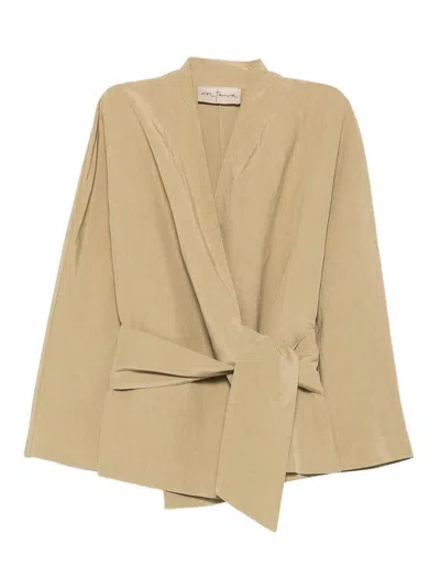 Cortana Simona Linen And Silk Jacket In Brown