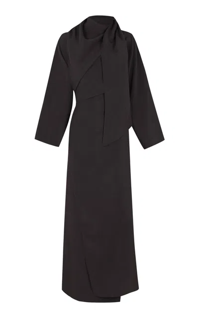 Cortana Sofia Linen-silk Maxi Dress In Black
