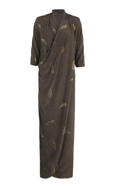 Cortana Thea Silk Maxi Dress In Brown