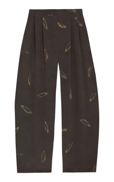 Cortana Thea Silk Straight Leg Pants In Black