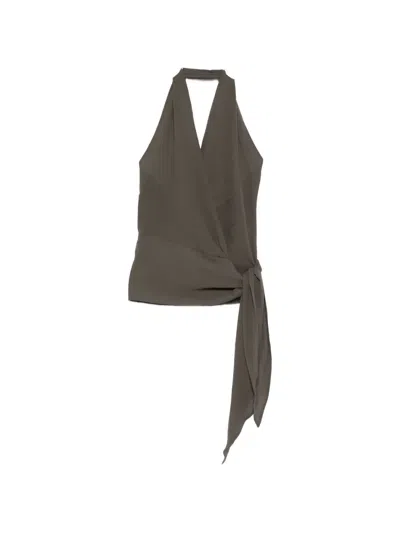 Cortana Tie-detail Blouse In Gray