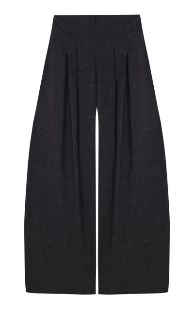 Cortana Tiempo Wool-silk Wide Leg Pants In Black