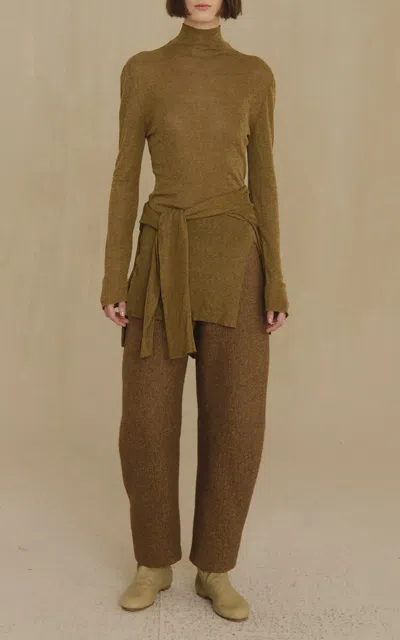 Cortana Tiva Cotton-silk Jersey Top In Brown