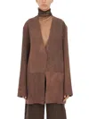 Cortana Unisex Buttonless Jacket With Front Pockets In Beige