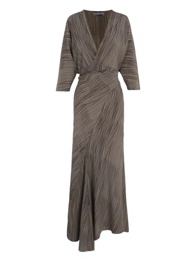 Cortana V-neck Midi Dress In Gray