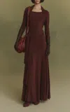 Cortana Velora Silk-blend Jersey Dress In Brown