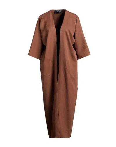 Cortana Woman Overcoat & Trench Coat Light Brown Size L Linen