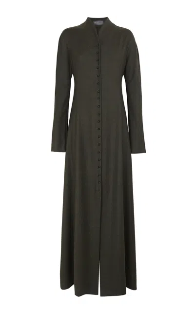 Cortana Wool-cashmere Blend Fabula Dress In Green