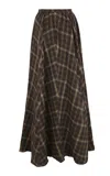 Cortana Wool-linen Checkered Salon Skirt In Animal Print