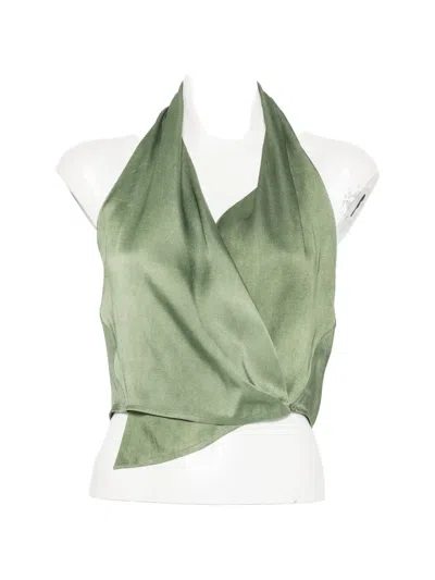 Cortana Wrap V-neck Top In Green