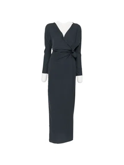Cortana Wrap-style Tied-waist Maxi Dress In Black
