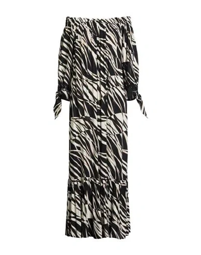 Corte Dei Gonzaga Gold Woman Maxi Dress Black Size 12 Polyester, Elastane