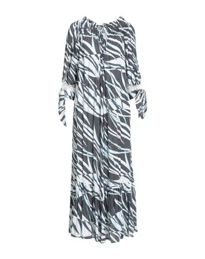 Corte Dei Gonzaga Gold Woman Maxi Dress Charcoal Size 14 Polyester, Elastane In Gray