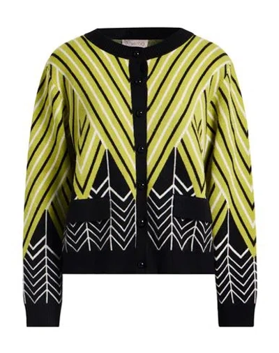 Corte Dei Gonzaga Intreccio Woman Cardigan Lime Green Size M Viscose, Polyester, Polyamide In Multi