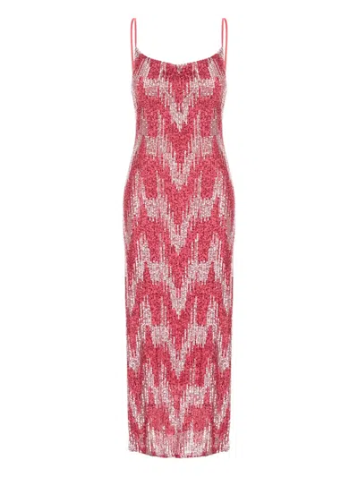 Corte Dei Gonzaga Sequin-embellished Midi Dress In Pink