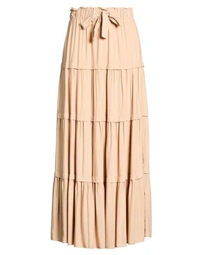 Corte Dei Gonzaga Woman Maxi Skirt Beige Size 10 Viscose In Brown