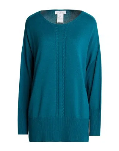 Corte Dei Gonzaga Woman Sweater Deep Teal Size S Virgin Wool, Acrylic In Blue