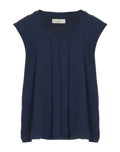 Corte Dei Gonzaga Woman Top Midnight Blue Size 12 Polyester