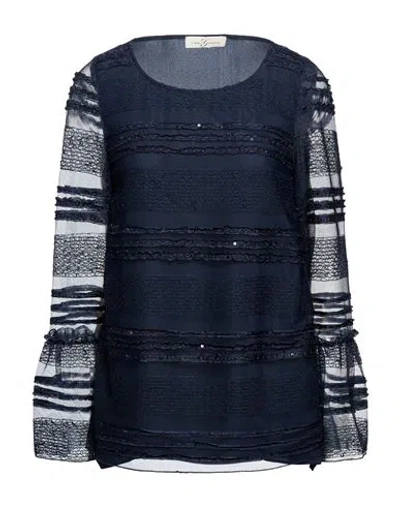 Corte Dei Gonzaga Woman Top Midnight Blue Size 12 Polyester