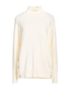 Corte Dei Gonzaga Woman Turtleneck Cream Size L Viscose, Polyester, Polyamide