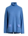 Corte Dei Gonzaga Woman Turtleneck Light Blue Size Xl Acrylic, Polyamide, Wool, Mohair Wool
