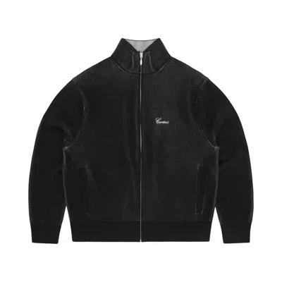 Pre-owned Corteiz 2 Tone Ribbed Knit Zip Up 'black' | Men's Size S