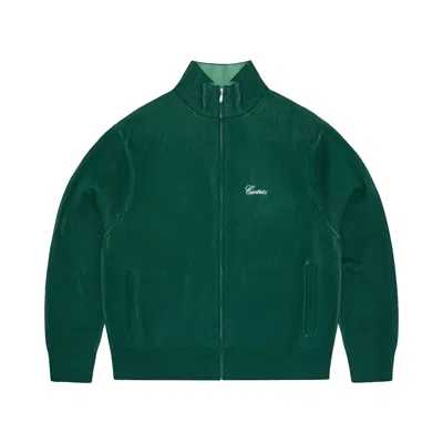 Pre-owned Corteiz 2 Tone Ribbed Knit Zip Up 'green' | Men's Size S