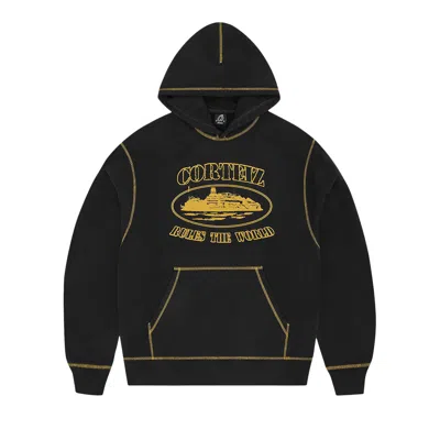 Pre-owned Corteiz Alcatraz Contrast Hoodie 'black/yellow' | Men's Size M
