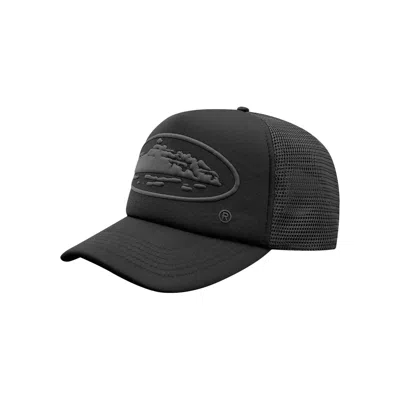 Pre-owned Corteiz Alcatraz Puff Print Trucker Hat 'triple Black' | Men's Size Onesize
