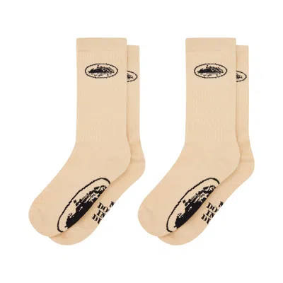 Pre-owned Corteiz Alcatraz Socks 'creme' | Cream | Men's Size Onesize