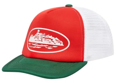 Pre-owned Corteiz Alcatraz Trucker Hat In Red/green