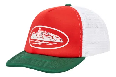 Pre-owned Corteiz Alcatraz Trucker Hat Red/green