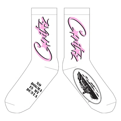 Pre-owned Corteiz Allstarz Socks In White/pink