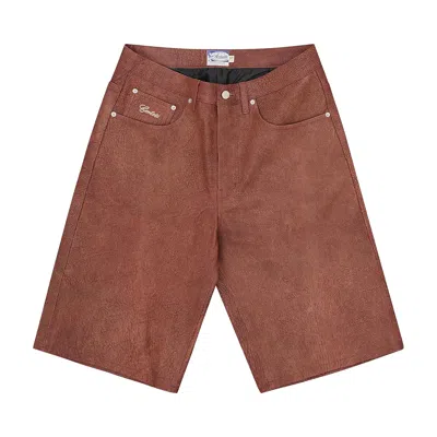 Pre-owned Corteiz Ardwear Leather Short 'rust' | Red | Men's Size 32