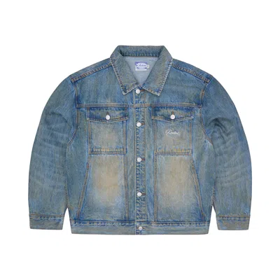 Pre-owned Corteiz Ardwear Panel Denim Jacket 'washed Indigo' | Blue | Men's Size Xl