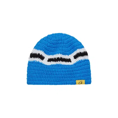 Pre-owned Corteiz Big Crochet Beanie 'blue/white/black' | Men's Size Onesize