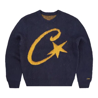 Pre-owned Corteiz C Star Mohair Knit Sweater 'navy' In Blue