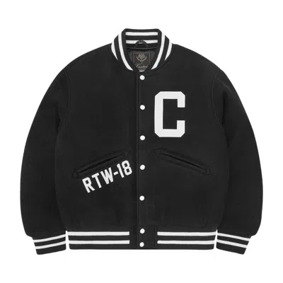 Pre-owned Corteiz Casentino Wool Varsity Jacket 'black' | Men's Size L