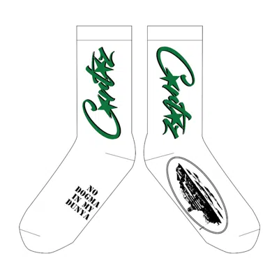 Pre-owned Corteiz Celtic Allstarz Socks In White/green