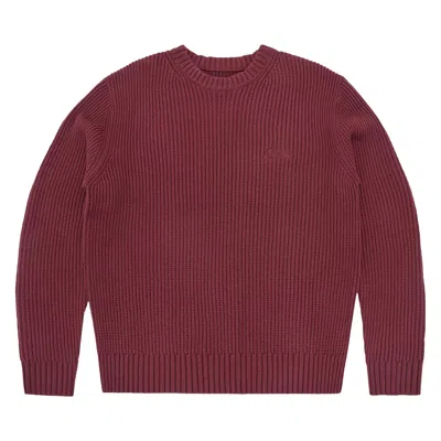 Pre-owned Corteiz Crochet Applique Knit Crew 'burgundy' | Red | Men's Size L