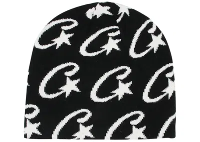 Pre-owned Corteiz Cstarz Monogram Beanie In Black