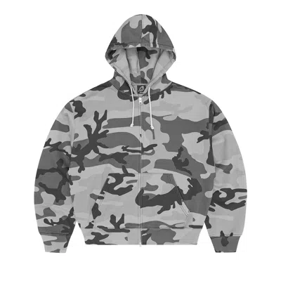 Pre-owned Corteiz Diplomatic Zip Hoodie 'washed Camo' | Grey | Men's Size M In Gray