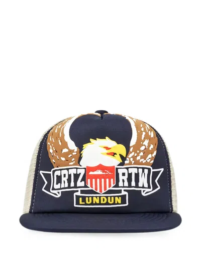 Corteiz Dipset Eagle-patch Trucker Cap In Blue