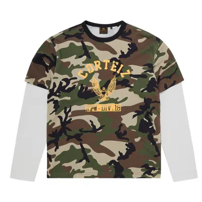 Pre-owned Corteiz Eagle Camo Thermal Long-sleeve 'woodland' | Green | Men's Size M