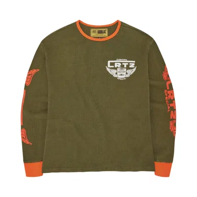 Pre-owned Corteiz Gasolina Waffle Long-sleeve 'khaki/burnt Orange'