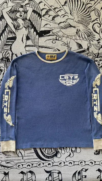 Pre-owned Corteiz Gasolina Waffle L/s Blue Cream