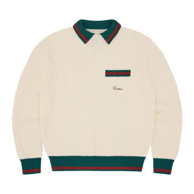 Pre-owned Corteiz Gianni Knit Polo Sweater 'cream' | Men's Size M In White