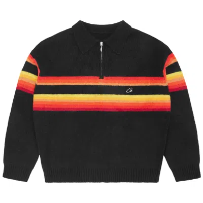 Pre-owned Corteiz Gradient Half Knit Zip Pullover 'black' | Men's Size M